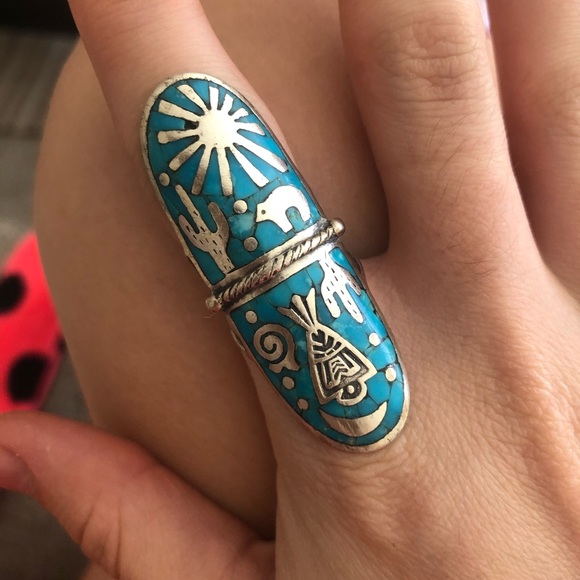 Jewelry - Sterling silver turquoise inlay ring